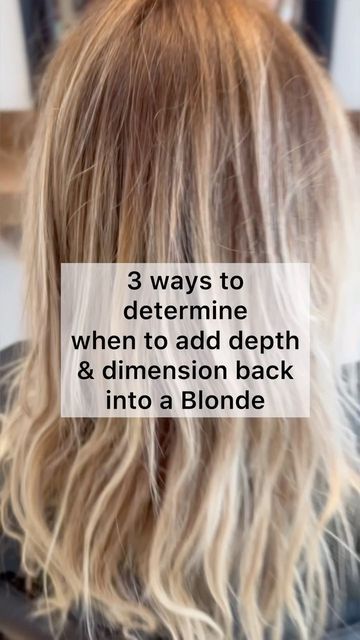 Lisa Mathews •Blondes•Educator•Hair videos on Instagram: "3 ways to determine when to add depth & dimension back into blondes ⬇️ 1. If blonde is all one tone use a balance of highs and lows to create dimension 2. Want to make the blonde really pop? Adding dimension will give more of a ribbon effect and make the blonde pop even more. Bonus tip- focus on strategically placing a lowlight right under the brighter sections of blonde Want to learn more? Next in-person class linked in my bio Ta Adding Brown To Blonde Hair, Adding Lowlights To Blonde Hair, Dyed Blonde Hair, Bleach Blonde, Brown To Blonde, Blonde Highlights, Hair Videos, Blonde Hair, High & Low