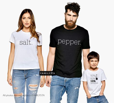 Like salt & pepper, we belong together. <3 Family Shirts, Matching Family Outfit, Unique Shirts, Salt And Pepper Shirts, Matching Family Set, Matching Kid Shirts, Matching Outfit Family Tshirt Design, 6 Month Baby Picture Ideas, Cute Couple Shirts, Matching Family T Shirts, Matching Tshirts, Outfit Matching, Family Shirts Matching, Family Matching Outfits, Matching Outfit