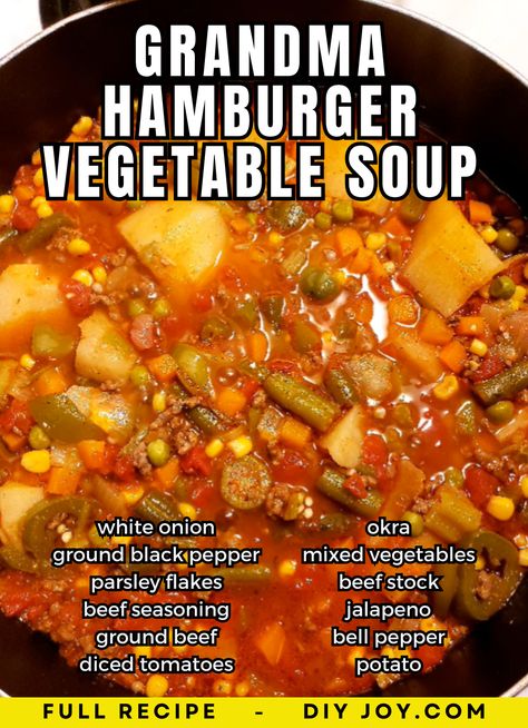 Grandmas Hamburger Vegetable Soup, Hamburger Vegetable Soup, Italian Sausage Soup, Hamburger Soup, Sausage Soup, Easy Soup, Veggie Soup, Soup And Stew, Awesome Recipes