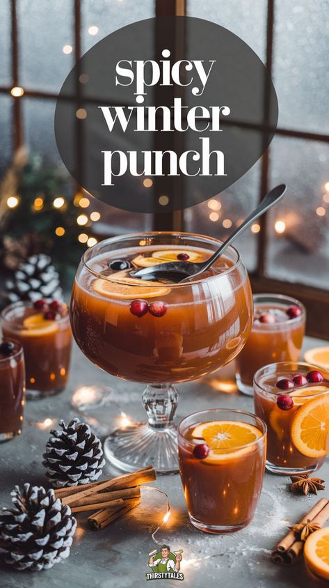 "Warm up your winter gatherings with this delightful Spicy Winter Punch Cocktail! This Winter Spiced Punch Recipe blends the perfect amount of heat and flavor, making it an ideal choice for festive celebrations. Enjoy a Hot and Spicy Winter Punch that features spiced rum and zesty ingredients, creating a Festive Spiced Punch Cocktail that everyone will love. Try our Cinnamon Winter Punch Cocktail for a cozy touch, or serve a Seasonal Spicy Punch Drink to impress your guests!" Winter Punch, Ginger Cocktail Recipes, Spiced Rum Drinks, Spiced Rum Cocktails, Cinnamon Cocktail, Cider Cocktail Recipes, Punch Drink, Spiced Cocktail, Ginger Cocktails