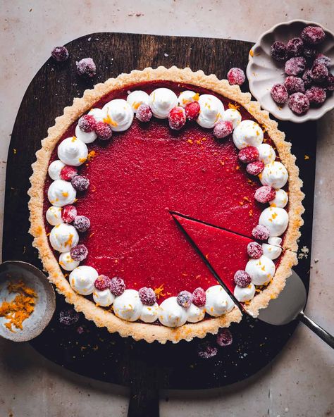 Dazzle your guests with a Cranberry Curd Tart this holiday! 🎉🥧 Its crisp, nutty crust and zesty filling offer a fresh twist on classic flavors (and is naturally gluten free!). Prep ahead and serve a dessert that perfectly caps off any festive meal with convenience and style. Cranberry Curd Tart With Hazelnut Crust, Cranberry Custard Pie, Gluten Free Tart Crust, Cranberry Curd Tart, Cranberry Curd, Curd Tart, Easy Homemade Desserts, Cranberry Tart, Almond Crust