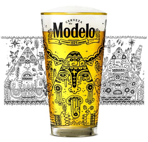 Limited Edition Beer Glasses on Behance Cool Beer Glasses, Beer Cup Design, Beer Glass Design, Modelo Beer, Beer Glass Cups, Mexican Beer, Glassware Design, Caricature Sketch, Cocktail Poster