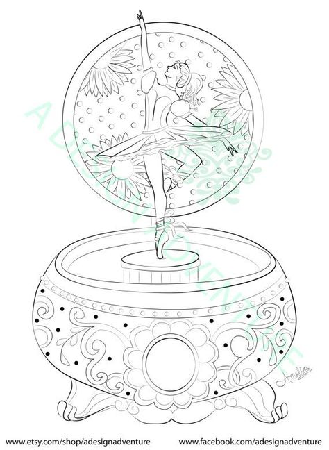 Box Tattoo Design, Music Box Illustration, Music Box Tattoo, Aurora Ballet, Ballerina Tattoo, Anastacia Disney, Box Tattoo, Ballerina Coloring Pages, Ballerina Princess