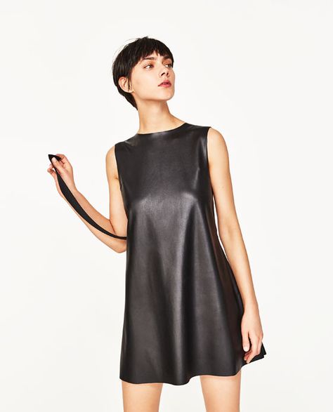 Image 3 of FAUX LEATHER DRESS from Zara Zara Leather Dress, Zara Printed Dress, Leather Shirt Dress, Leather Dress Women, Mode Zara, Zara Fashion, Faux Leather Dress, Suede Dress, Leather Shirt