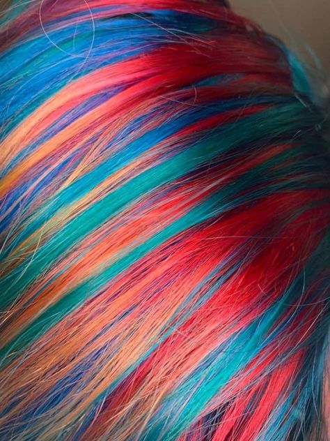 Red And Teal Hair, Red Orange Hair, Blue Green Hair, Teal Hair, Turquoise Hair, Palette Design, Halo Hair, Punk Hair, Red And Teal