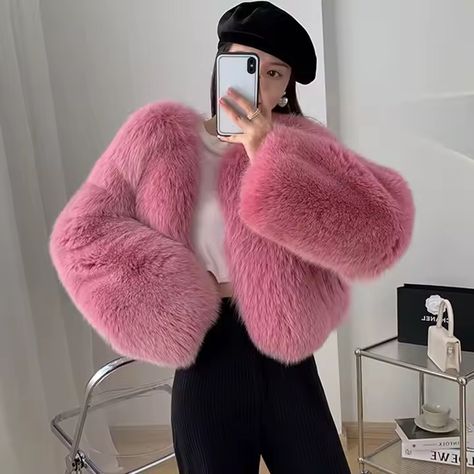 Luxury Fluffy Full Pelt Fur Coat Women Thick Warm Cropped Real Fox Fur Coat - Buy Real Fur Coat,Women Fur Coat,Fox Fur Coat Product on Alibaba.com Pink Fluffy Jacket Outfit, Fluffy Jacket Outfit, Pink Fluffy Jacket, Women Fur Coat, Buy Coats, Fluffy Jacket, Real Fur Coat, Ruffle Jacket, Pink Fur