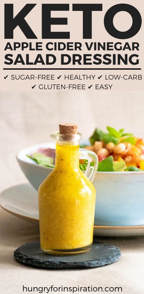 Apple Cider Vinegar Salad Dressing Recipe (Keto Salad Dressing) Apple Cider Vinegar Salad Dressing, Keto Apple Cider, Apple Cider Vinegar Salad, Apple Cider Vinegar Dressing, Cider Vinegar Dressing, Low Carb Salad Dressing, Keto Salad Dressing, Vinegar Salad, Vinegar Salad Dressing