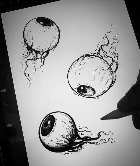 YE SEE WHAT YOU REALLY ARE... I love drawing eyeballs. Which style do you prefer? I always like to adapt and change i progress with my Eyeball Drawing Reference, Dark Eye Drawing, Eye Ball Reference, How To Draw Eyeball, Eye Ball Drawings, Eye Balls Drawing, Bounce Drawing Ideas, Eye Falling Out Of Socket Drawing, Bounce Sketch