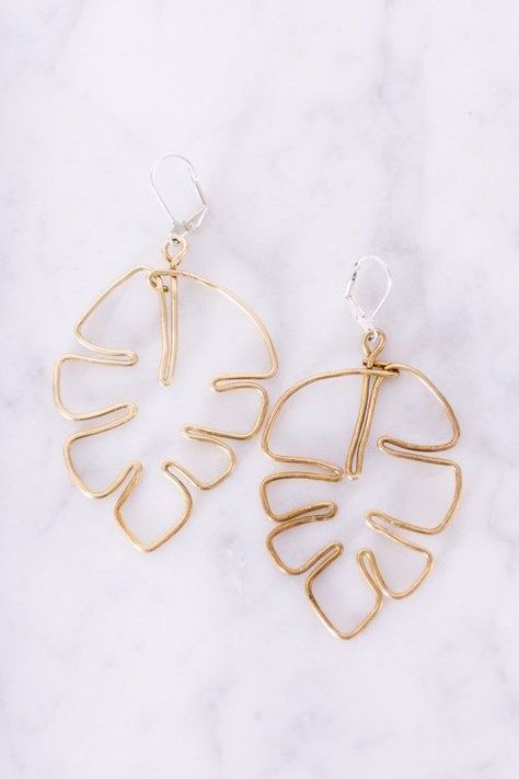 Leaf Earrings Diy, Ušný Piercing, Easy Diy Fashion, Anting Manik, Diy Earrings Easy, Diy Ring, Bijoux Fil Aluminium, Easy Diy Jewelry, Earring Ideas