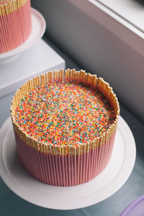 Pocky Cake, Chocolate Fountain Recipes, Sprinkle Cake, Rainbow Cake, Chocolate Cake Recipe, Buttercream Cake, Easy Cake, Cute Cakes, Let Them Eat Cake