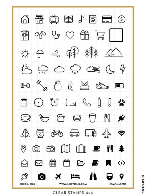 These 80 stamps are perfect for planners and bullet journals! The images are crisp and modern looking, and make a great addition to any activity tracker, habit tracker, and a variety of other pages! #bulletjournal #plan Bullet Journal Fonts, Bullet Journal Icons, Bullet Icon, Bullet Journal Key, Bullet Journal Font, Planner Icons, Planner Stamps, Bullet Journal Mood, Dot Journals