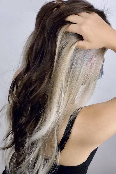 Halo Hair Color Ideas, Halo Hair Color, Halo Hair Colors, Blonde Underneath Hair, Hair Dye Tutorial, Blonde Underneath, Peekaboo Hair Colors, Hair Color Pictures, Hair Color Underneath