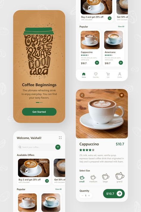 Hi Friends! 👋 Wanna your favorite coffee at now? Then Find and easily get your favorite coffee with the Coffee App. Hope you'll like it :) Share your ❤️ Let me know your feedback below 📝 Coffee App Design, Coffee Mobile, Creative App Design, Ux Design Portfolio, App Design Layout, Mobile App Design Inspiration, App Interface Design, Ui Ux Designer, Ux Design Inspiration