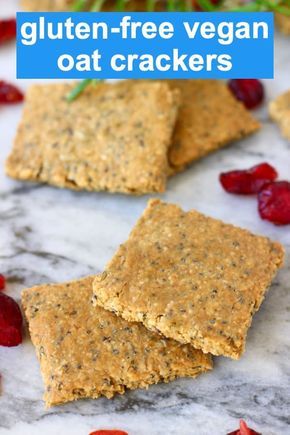 Gluten Free Cracker Recipe, Oat Crackers, Glutenfri Baking, Gluten Free Crackers, Vegan Snack Recipes, Homemade Crackers, Healthy Vegan Snacks, Gluten Free Vegan Recipes, Vegan Crackers