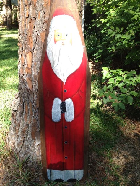 Santa painted on a antique ironing board Painted Ironing Board, Old Ironing Boards, Wooden Ironing Board, Santa Claus Crafts, Primitive Christmas Decorating, Santa Paintings, Ironing Boards, Santa Crafts, Wool Applique Patterns