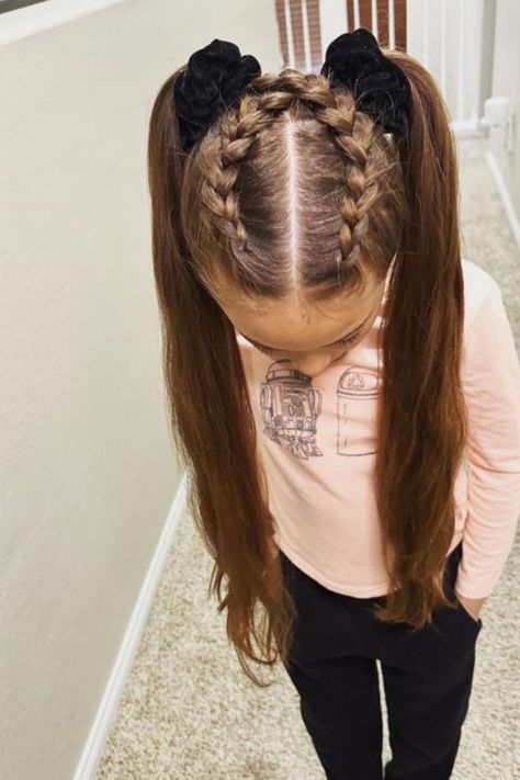 Two Braids Crossed Into Pigtails Hair Styles For Water Park, Water Park Hair, Hairstyles For Water, Hairstyles Mermaid, Waterpark Hairstyles, Double Dutch Braids, Fun Water Parks, Double Dutch Braid, Mermaid Braid