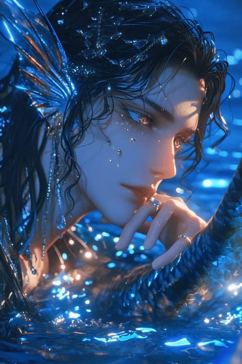 Mermaid Boy, Male Mermaid, Mermaid Stories, Twin Flame Art, Mermaid Man, Anime Mermaid, Pretty Artwork, Character Inspiration Male, Mermaids And Mermen