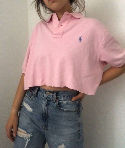 Polo Crop Top Outfit, Polos Aesthetic, Polo Outfits For Women, Polo Aesthetic, Polo Shirt Outfit Women's, Polo Crop Top, Saturday Outfit, Polo Shirt Outfits, Pink Polo Shirt