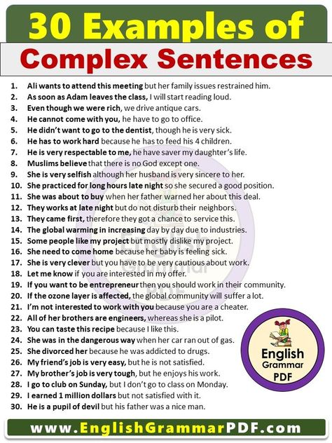 As Soon As Grammar, Complex Sentences Examples, Example Of Simple Sentence, English Grammar Games, Complex Sentence, Complex Sentences Worksheets, Sentences In English, Dialogue Writing, English Grammar Pdf