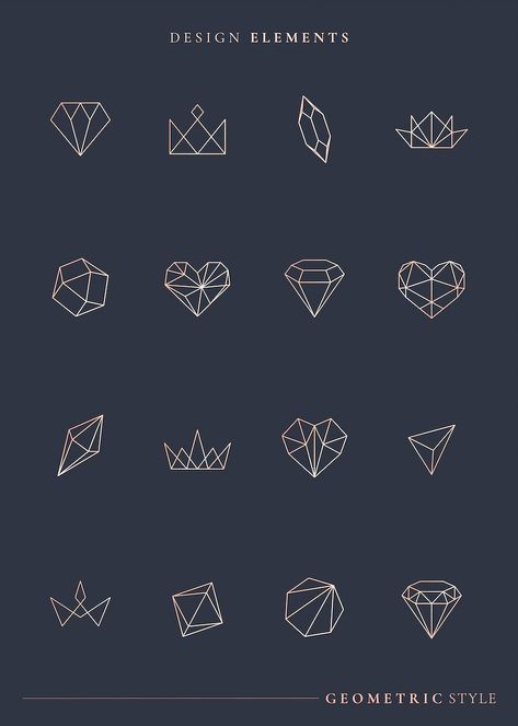 Gem Logo, Heart Geometric, Jewelry Logo Design, Diamond Vector, Logo Design Set, Motif Art Deco, Web Design Resources, Logo Jewelry, Diamond Logo