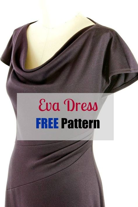 Eva Dress Pattern FREE - My Handmade Space Knit Fabric Dress Pattern, Cowl Neck Dress Pattern, Dress Pattern Free, Knit Dress Pattern, Eva Dress, Dress Patterns Free, Make Your Own Clothes, Dress Tutorials, Couture Mode