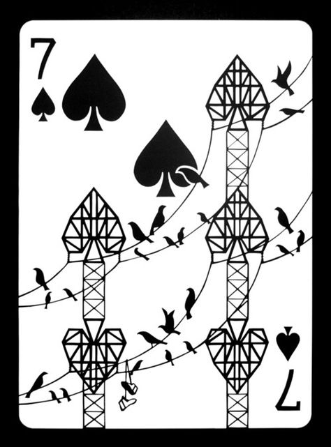 Birds on a Wire ... Playcards Art, Parlour Games, Casino Cards, Texas Hold'em, A Playing Card, Playing Cards Art, Playing Cards Design, Art Carte, Playing Card Deck