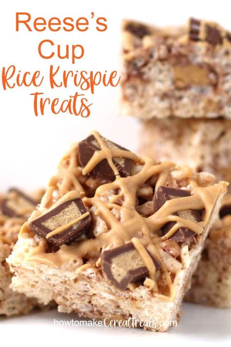 Oreo Rice Krispie Treats, Marshmallow Cereal, Chocolate Rice Krispie Treats, Krispie Treats Recipe, Reeses Cups, Cereal Treats, Recipes With Marshmallows, Cheesecake Cookies, Reeses Peanut Butter Cups