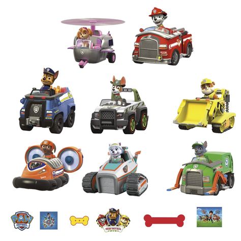 PAW Patrol: Vehicles Collection - X-Large Officially Licensed Nickelodeon Removable Wall Decals Paw Patrol Cartoon Characters, Paw Patrol Cars, Paw Patrol Vehicles, Paw Patrol Decorations, Paw Patrol Cartoon, Child Free, Paw Patrol Characters, Children Toys, Removable Wall Decals