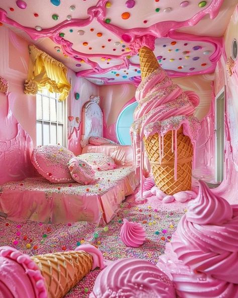 Ben Myhre (@benmyhre) • Instagram photos and videos Ice Cream Bedroom, Godmother Outfit, Beautiful Houses Inside, Cream Bedroom, Ancient Egypt Fashion, Luxury Kids Bedroom, Wonderland Artwork, Rainbow House, Paint Color Ideas