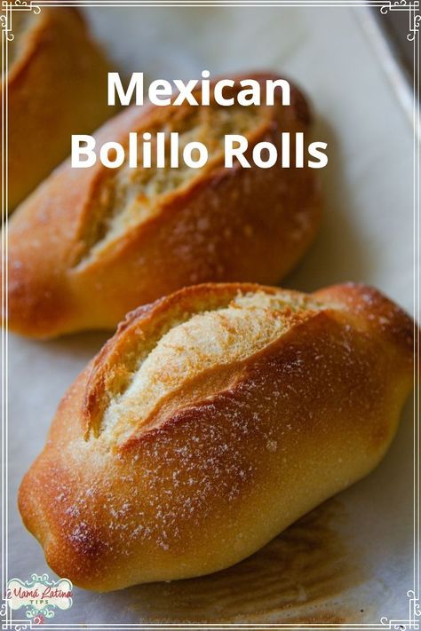 This easy Mexican bolillos recipe will deliver crusty oval rolls that your familia will love. Learn how to make these traditional bread at home, nothing beats the aroma of freshly baked bread, plus my recipe requires very little kneading. | how to make Mexican bolillo bread | yummy Mexican bread | Bolio Bread, Sweet Mexican Bread, Masa Bread Recipe, Bolo Bread, Bolillos Recipe Mexico, Mexican Rolls, Mexican Bolillos, Mexican Breads, Bolillo Recipe