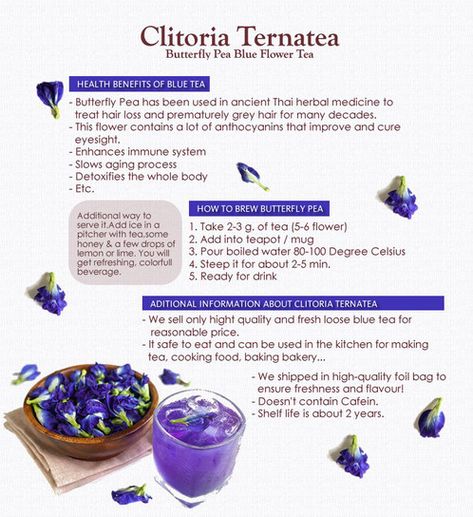 BLUE TERNATE O1.05.2020 Blue Pea Flower, Pea Flower Tea, Tea Blends Recipes, Butterfly Pea Tea, Butterfly Pea Flower Tea, Butterfly Tea, Herbal Teas Recipes, Tea Health Benefits, Blue Tea