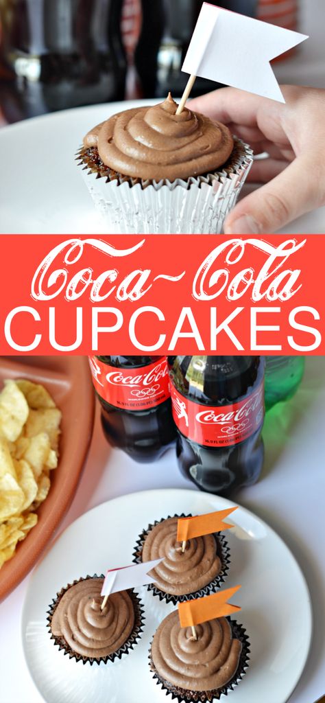 With a few modifications, I was able to turn my mom's old-fashioned recipe for Chocolate Coca-Cola Cake into Coca-Cola cupcakes. And just like my mom's cake, these are so tasty and incredibly moist. You won't be able to eat just one! They're the perfect Game Day treat! #GameTimeHosting #ad Fluffy Pastry, Coca Cola Cupcakes, Cola Cupcakes, Chocolate Coca Cola Cake, Coca Cola Recipes, Cola Recipe, Coca Cola Cake, Cola Cake, Soda Recipe