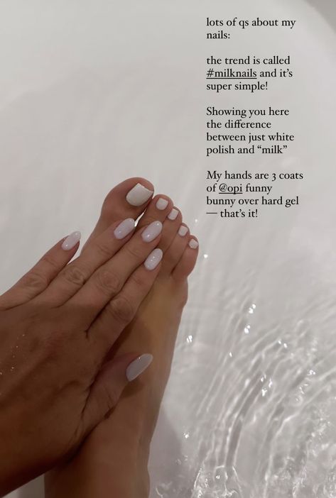 Opi Funny Bunny Pedicure, Classy Mani Pedi Combos, Funny Bunny French Pedicure, Clean Pedicure Color, Funny Bunny Pedicure, Funny Bunny Toes, Mani Pedi Combos Summer 2020, Milky White Nails Opi, Milky Pedicure