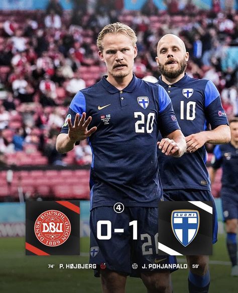 EURO 2020: Denmark v Finland 0-1 Uefa European Championship, European Championships, Finland, Denmark, Sports Jersey, Football, Sports, American Football