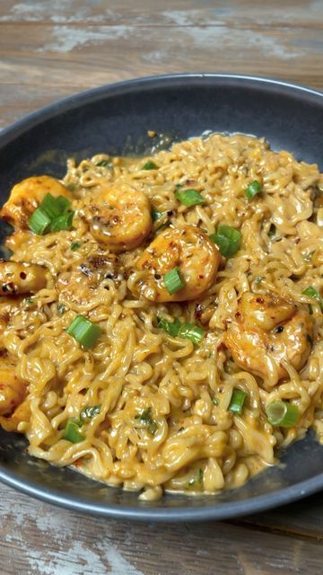 Jordan on Instagram: "Creamy spicy garlic ramen noodles! 🍜 I’ve been searching for the perfect ramen hack for a long time and I finally found it First season some large shrimp- Im using a Korean bbq blend by @spiceology , then skewer and grill them on your @nomadgrills While that’s cooking boil some instant ramen and finish grilling the shrimp with a little lime juice Into a pan add 1 tbsp olive oil, a pad of butter, and 1 tbsp minced garlic Then add 2 tbsp Hoisin, 2 tbsp soy sauce, 1 t Ramen Shrimp Recipes, Creamy Spicy Garlic Noodles With Shrimp, Creamy Instant Ramen Recipes, Spicy Garlic Ramen Noodle Recipes, Creamy Roman Noodles, Creamy Spicy Garlic Ramen Noodles, Garlic Shrimp Ramen, Ramen Recipes Shrimp, Easy Shrimp Ramen Recipes