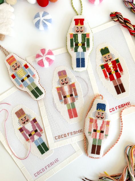 Nutcracker Cross Stitch Pattern, Nutcracker Needlepoint, Nutcracker Cross Stitch, Red Nutcracker, Cross Stitch Ornaments, Needlepoint Christmas Ornaments, Needlepoint Ornaments, Needlepoint Christmas, Thread & Yarn