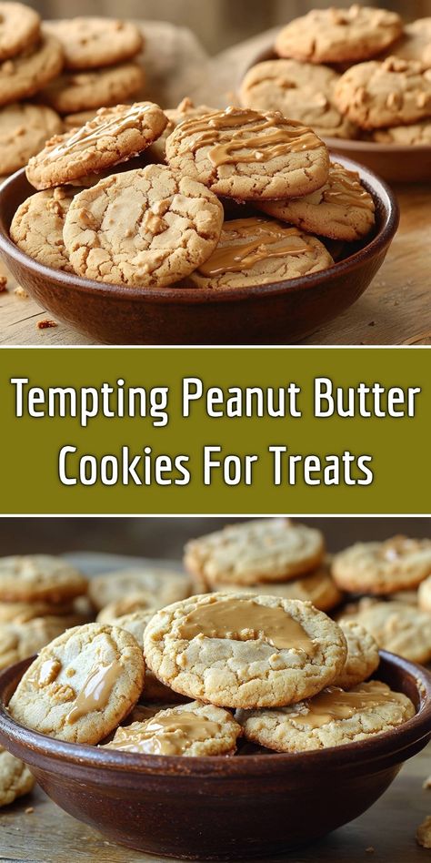 Indulge in my delightful Tempting Peanut Butter Cookies! These cookies are not only rich and creamy, but they also feature a drizzle of luscious peanut butter on top. Perfect for satisfying your sweet tooth or sharing with friends, these treats will leave you craving more after every bite. Follow my recipe for a batch of these irresistible cookies that are sure to become a favorite! Peanut Butter Recipes Homemade, Peanut Butter No Bake Cookies, Homemade Banana Pudding Recipe, Butter Recipes Homemade, Butter Cookie Recipe, Homemade Banana Pudding, Classic Peanut Butter Cookies, Peanut Butter No Bake, Peanut Butter Sauce