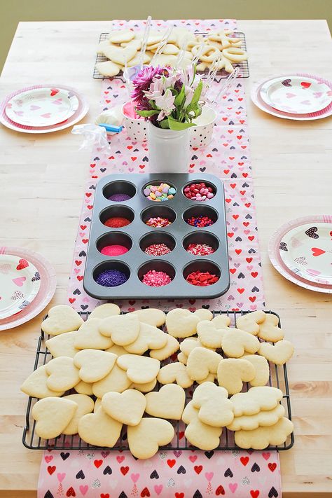 Valentine’s Day Stuff For Kids, Kid Valentines Party, Kids Valentines Decor, Cookie Decorating Party Valentines Day, Valentines Party Toddler, Kids Valentines Day Traditions, Teen Valentine Party Ideas, Kid Friendly Galentines, Galantines Ideas For Kids