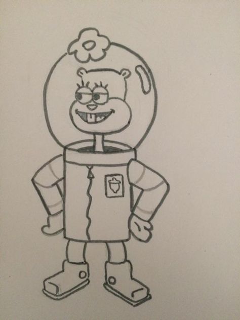 Sandy Drawings, Sandy Cheeks Drawing, Spongebob Sketches, Sandy Spongebob, Bart Simpson Drawing, Patrick Drawing, Spongebob Drawing, Doodle Bob, Drawings To Trace