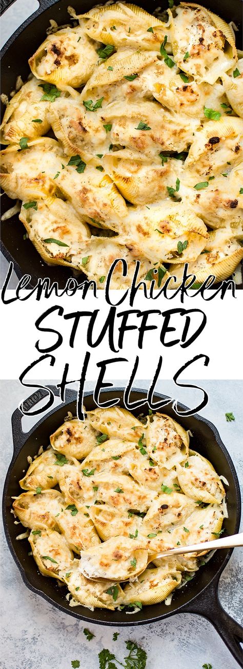 Lemon Stuffed Shells, Overnight Meals, Lunch Pasta, Chicken Stuffed Shells, Shells Recipe, Chicken Stuffed, Stuffed Shells Recipe, Comfort Food Recipes Dinners, Paleo Lunch