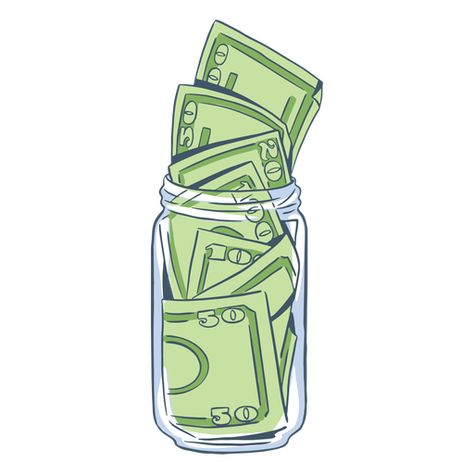 Hand drawn full tip jar PNG Design Money Jar Illustration, Selling Things Online, Tip Jar Drawing, School Trip Packing, Puzzle Piece Art, Full Hand Tattoo, Background Neon, Money Jar, Money Stickers