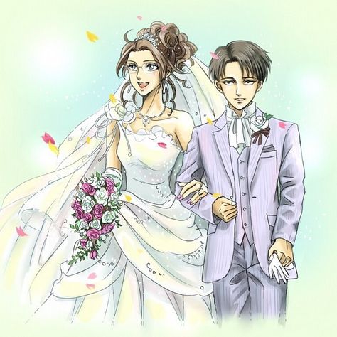 It's nice to see you smile, Heichou.. *smiles and kisses cheek* Levi Hange, Hanji And Levi, Anime Wedding, Attack On Titan Ships, Attack On Titan Levi, Attack On Titan Art, Anime Best Friends, Attack On Titan Anime, Anime Ships