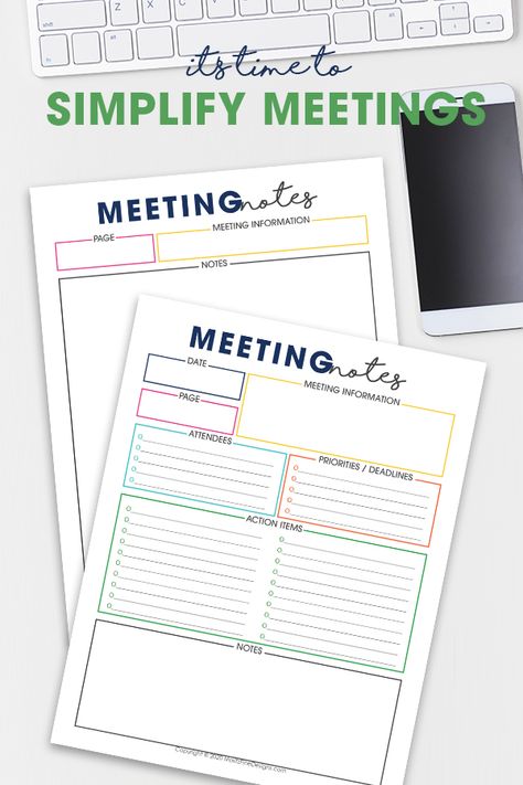 With the free printable Meeting Notes tool, you can take all the notes you need during the meeting. There's a perfect place for everything: attendees, important info., priorities and deadlines, action items and more. #meetingnotes #worknotes #freeprintable #printablemeetingnotes Meeting Minutes Template Free Printable, Meeting Notes Printable Free, How To Take Meeting Notes, Work Notes Template, Meeting Notes Examples, Meeting Agenda Template Printable Free, Meeting Notes Template Free, Bullet Journal Meeting Notes, Meeting Notes Printable