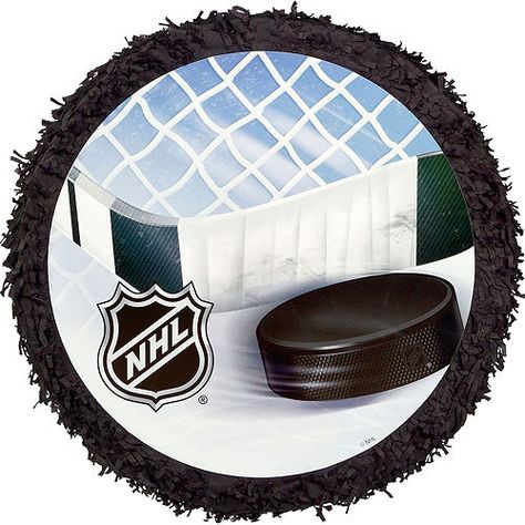 NHL Pinata Boys 21st Birthday, Hockey Birthday Parties, Hockey Party, Birthday Pinata, Hockey Birthday, Pinata Fillers, Pinata Party, Hockey Puck, Sports Themed Party