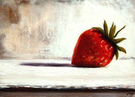 Une Fraise de Carpentras, John O'Grady 2013 - www.johnogradypaintings.com Digital Art Software, Strawberry Art, Arte Doodle, Still Life Fruit, Life Paintings, Fruit Painting, 수채화 그림, Daily Painting, Painting Still Life