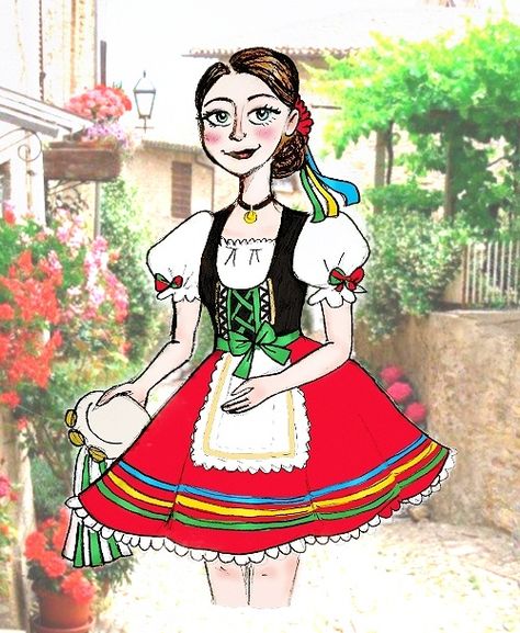 Italian Traditional Dress Women, Italy Culture Dress, Italy Costume Ideas, Italian National Costume, Italy Traditional Clothing, Italian Culture Traditional Dresses, Italy National Costume, Tarantella Costume, Italian Costume Ideas