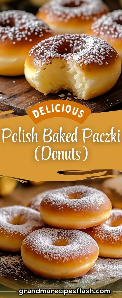 These homemade Polish Baked Paczki are a light, fluffy treat filled with rich custard and coated in sugar. Perfect for a traditional Polish celebration or as a special dessert, these donuts are healthier than their fried counterpart but just as delicious! Try these classic Paczki donuts filled with custard or jam for a taste of Poland's best-kept baking secret Paczki Recipe, Easy Polish Recipes, Donut Filling, Polish Desserts, Baking Secrets, Custard Filling, Special Desserts, Baked Donuts, Polish Recipes