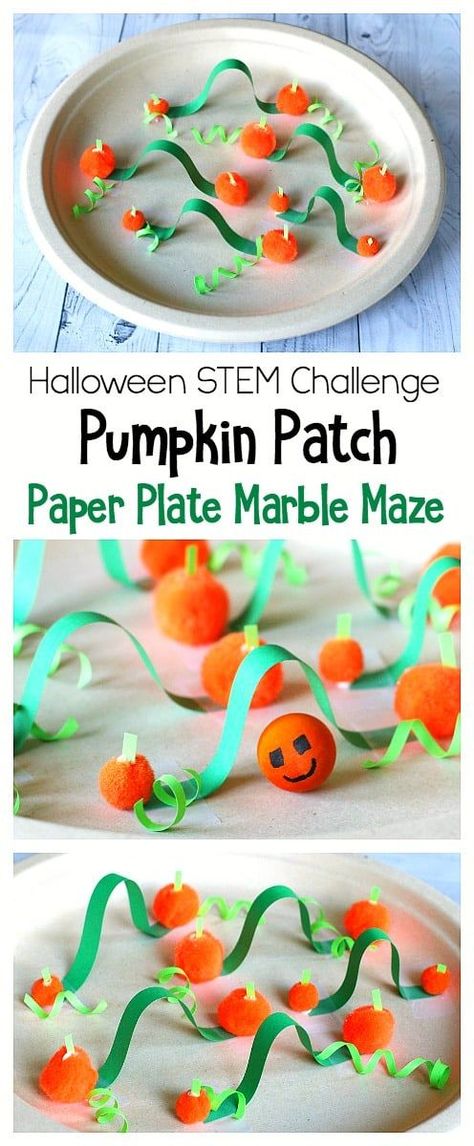 Homemade Board Games For Kids, Fall Stem Challenges, Halloween Stem Challenge, Fall Stem Activities, Homemade Board Games, Halloween Stem, Marble Maze, Pumpkin Activities, Halloween Preschool