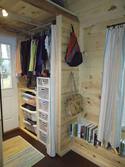 Sunny Side Storage-Brevard Tiny House Company Tiny House Closet, House Closet, Tiny House Company, Tiny House Swoon, Tiny House Storage, Tiny House Inspiration, Tiny House Movement, Tiny Spaces, Tiny House Interior