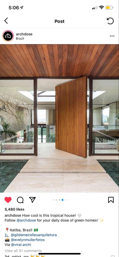 Luxury Houses Entrance, Tropical Houses Architecture, Modern Entrance Door, Modern Tropical House, Main Entrance Door Design, Villa Design Architecture, Modern Entrance, Casa Country, Entrance Door Design